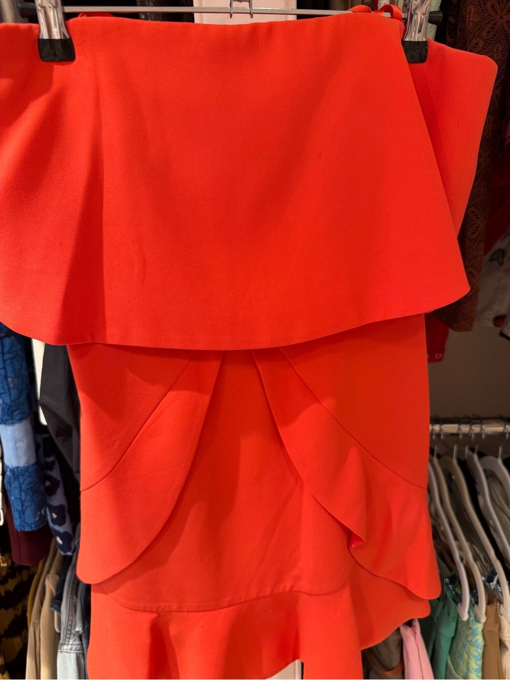 Homecoming BCBG Strapless Ruffle Layered Dress - Bright Coral